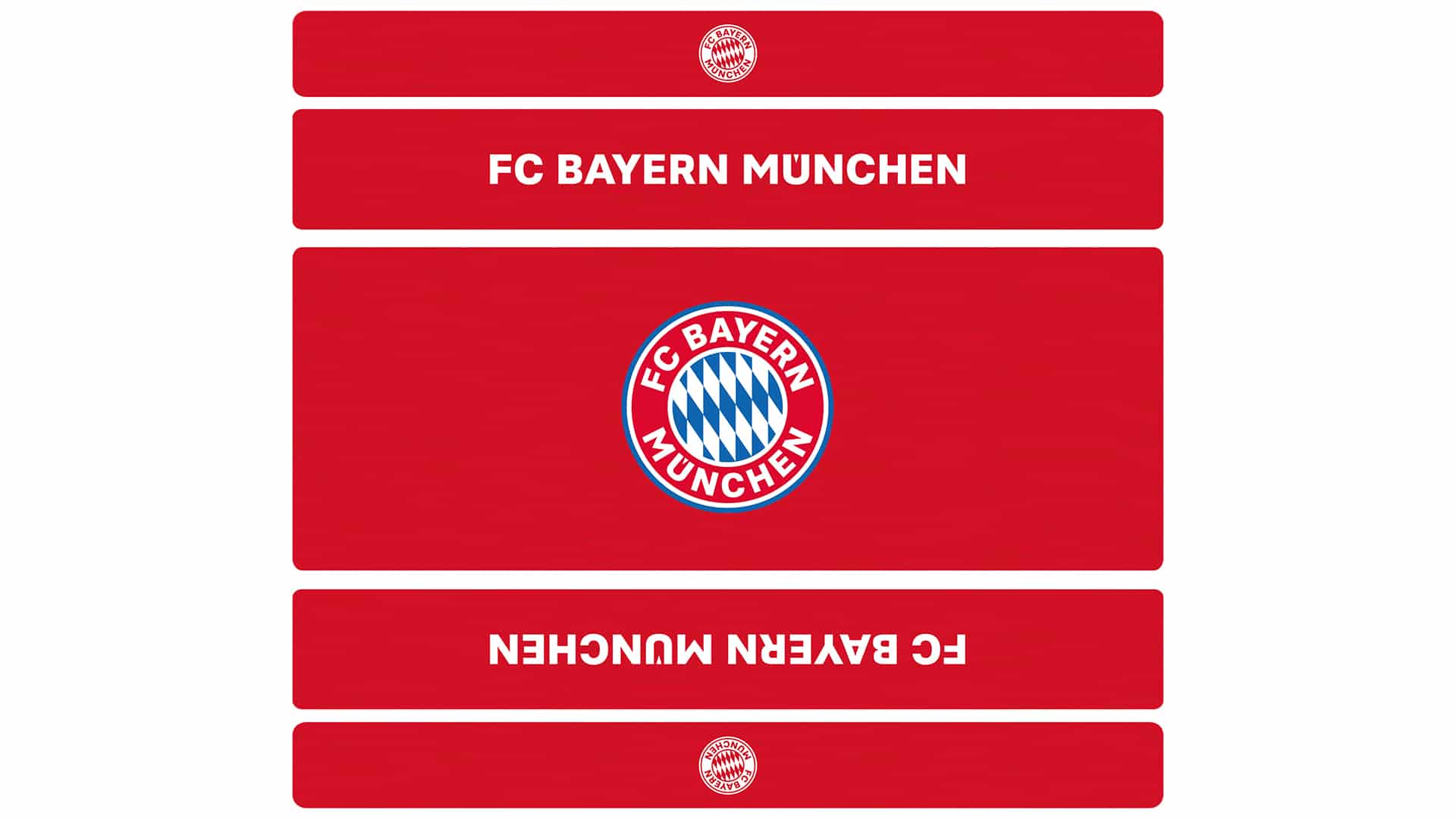 Eine Draufsicht auf das Design der Bierzeltgarnitur mit Lehne FC Bayern München.