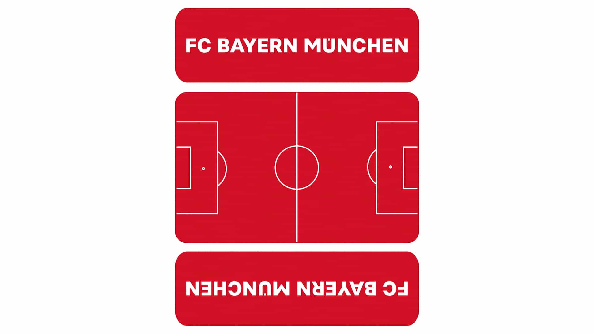 Eine Draufsicht auf das Design der kurzen Bierzeltgarnitur FC Bayern München.